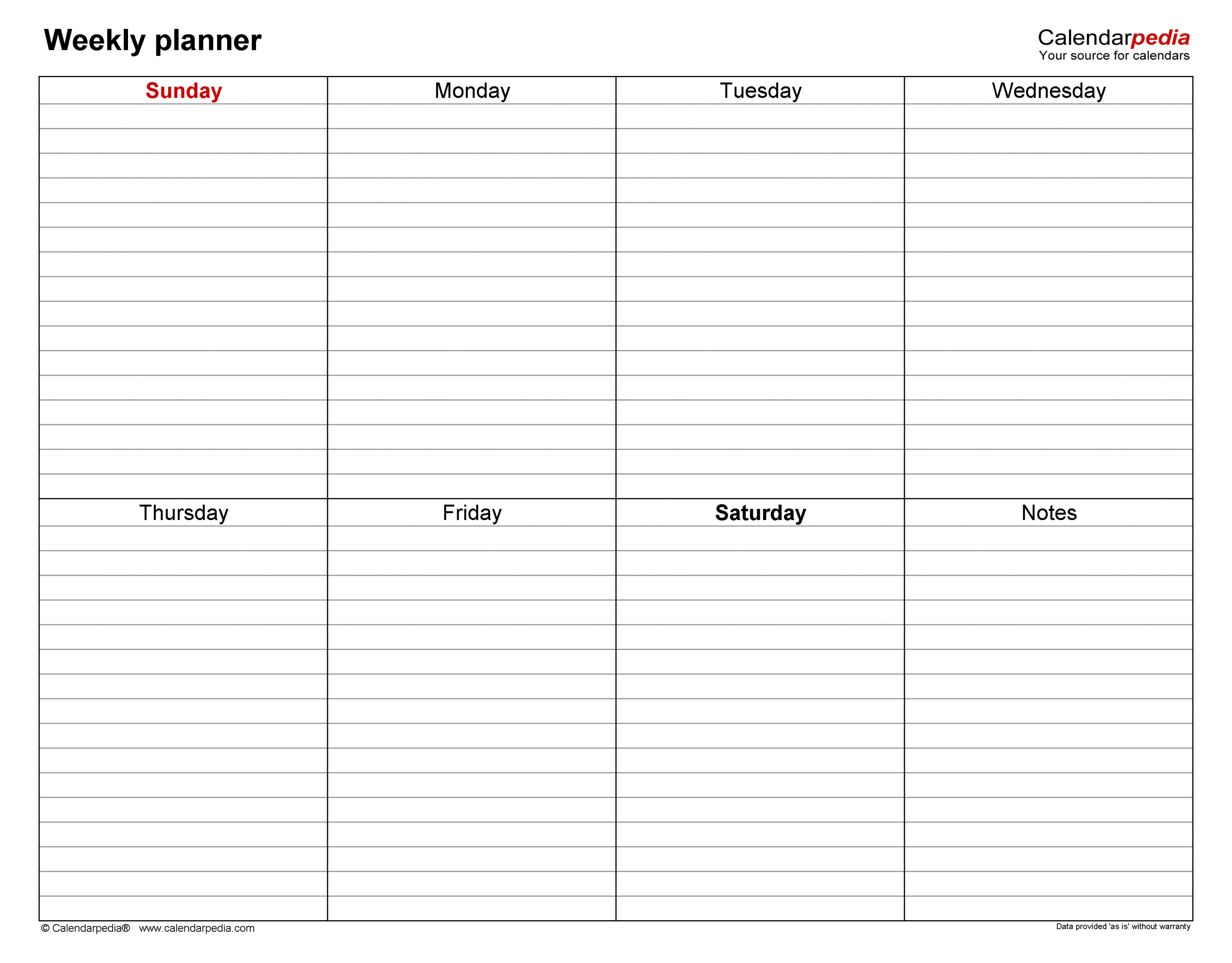 Pdf Printable 7 Day Weekly Planner Template : Free Printable 7 Day Planner