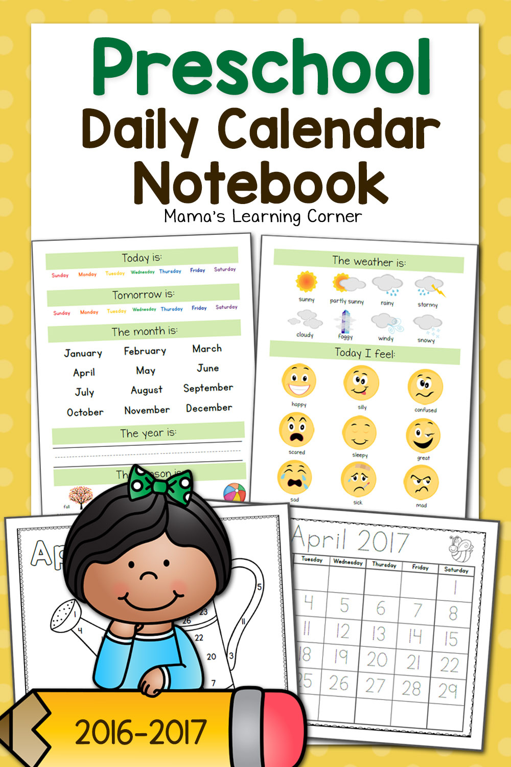 Preschool Calendar Notebook - Mamas Learning Corner Free Printable Calendars For Kindergarten