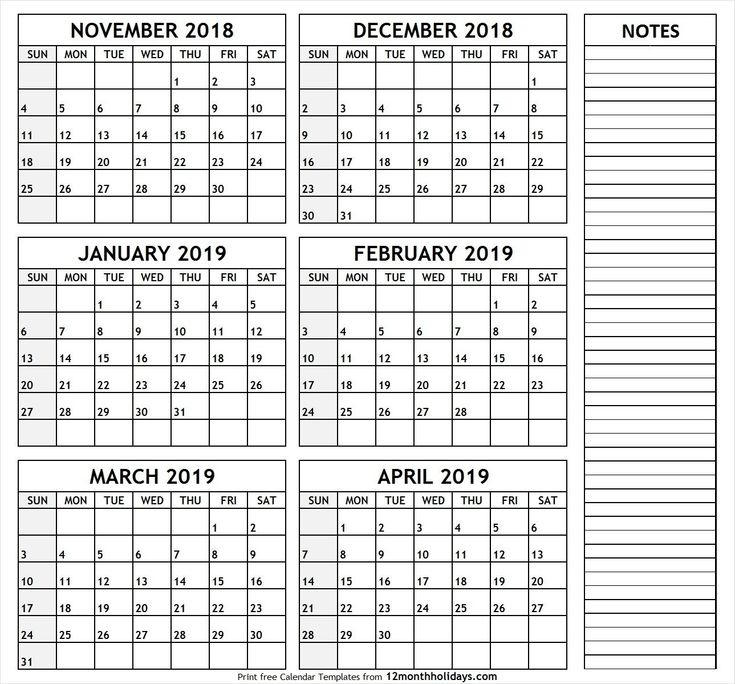 Print Calendar 6 Months | Print Calendar, Blank Calendar Printable 6 Month Calendar Free