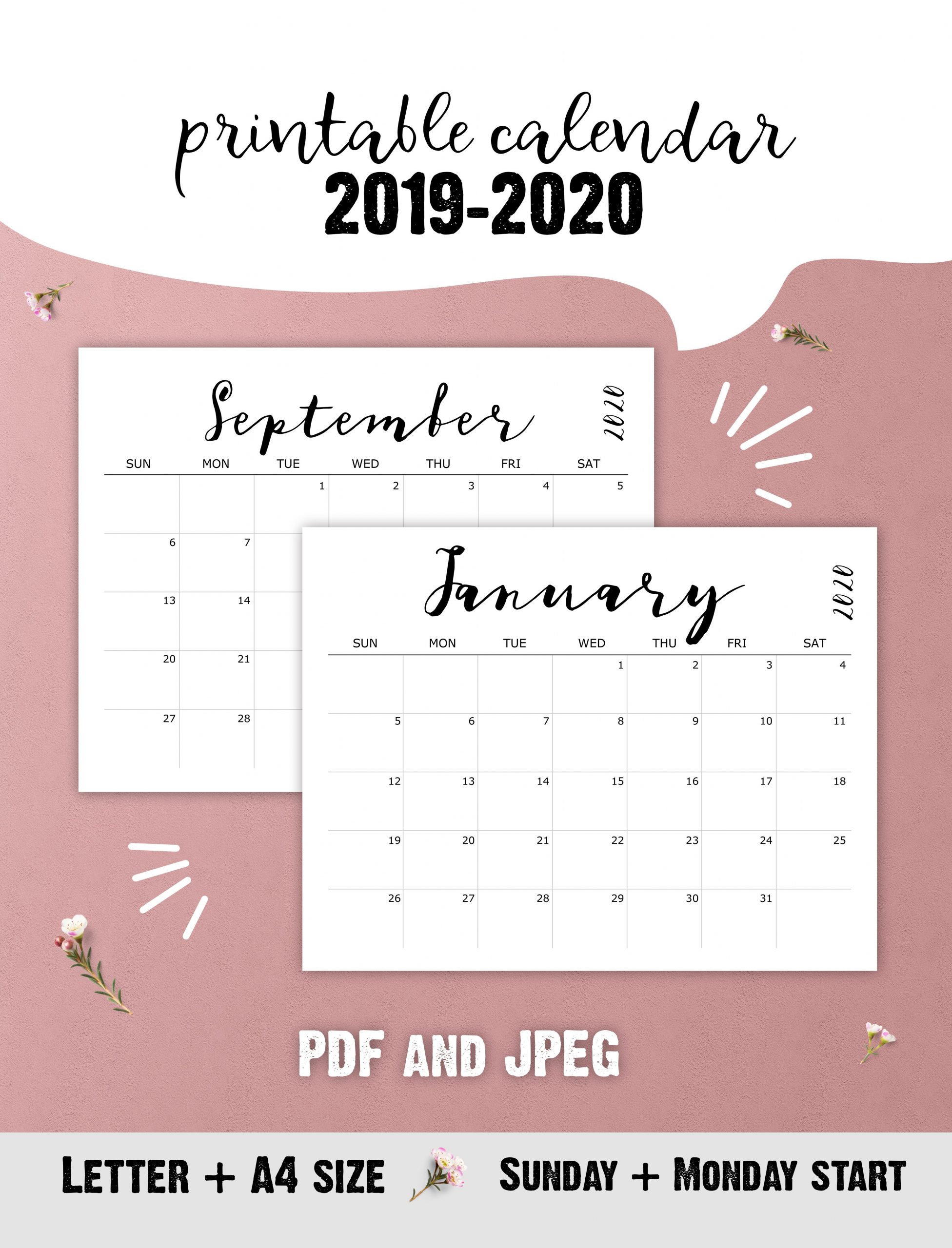 Printable 2019 Calendar Template #Calendartemplate Free Printable Desk Calendar