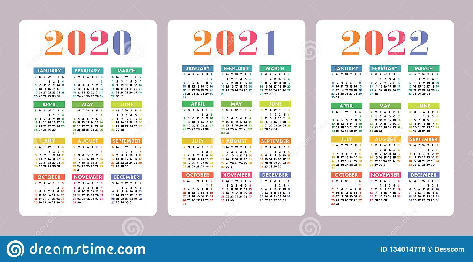 Printable 3 Year Il Caemdar 2020-2022 | Example Calendar 3 Calendars On One Page