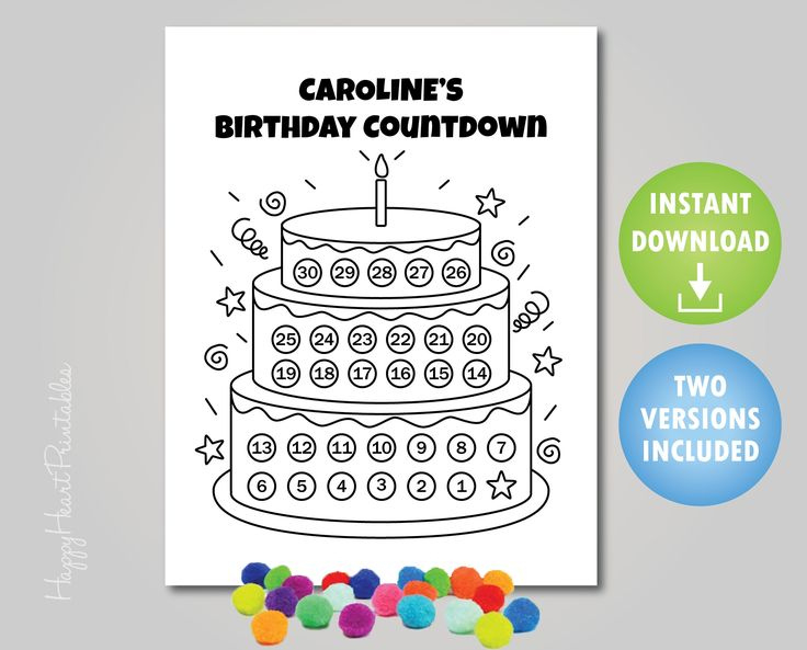 Printable Birthday Countdown Personalize Editable Pdf Printable Countdown Calendar Free