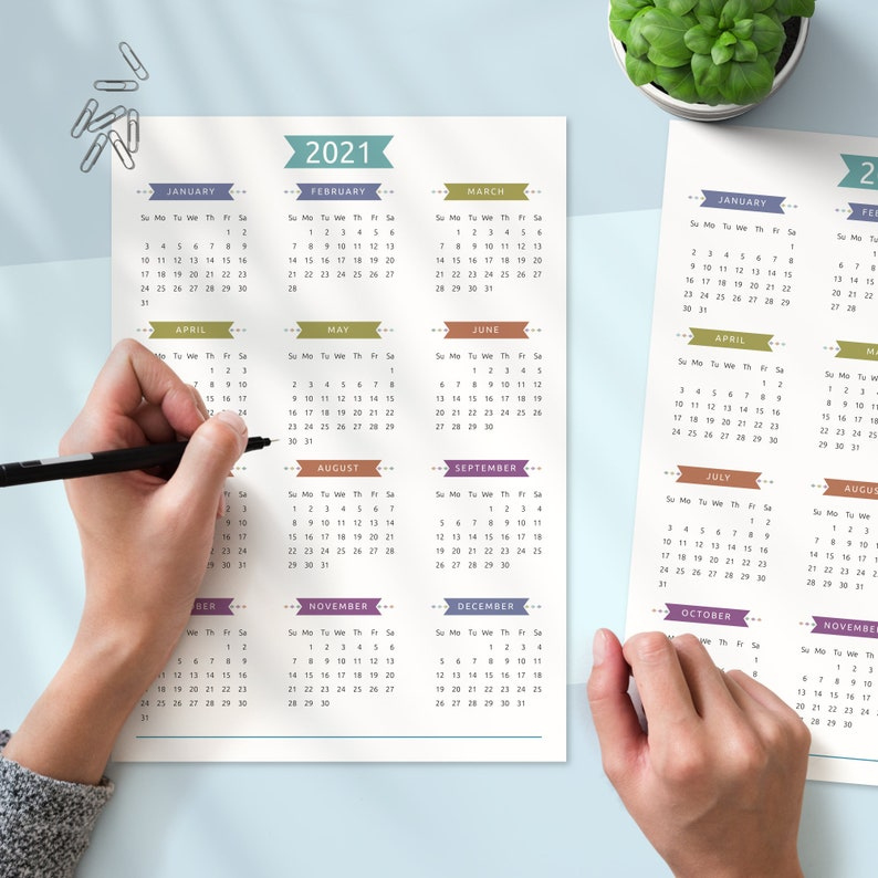 Printable Calendar 2021 2022 Year At A Glance Yearly | Etsy 5 Year Planner Calendar