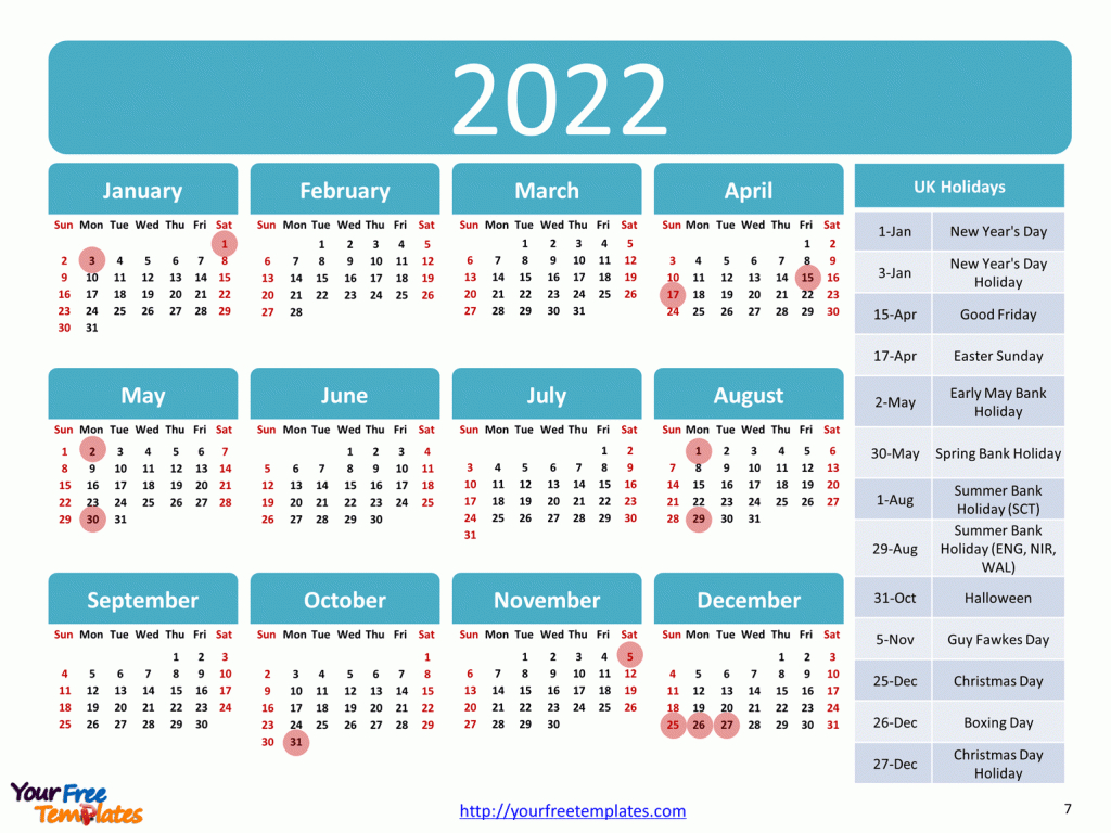 Printable Calendar 2022 Template With Holidays - Page 3 Of 3 Calendars On One Page