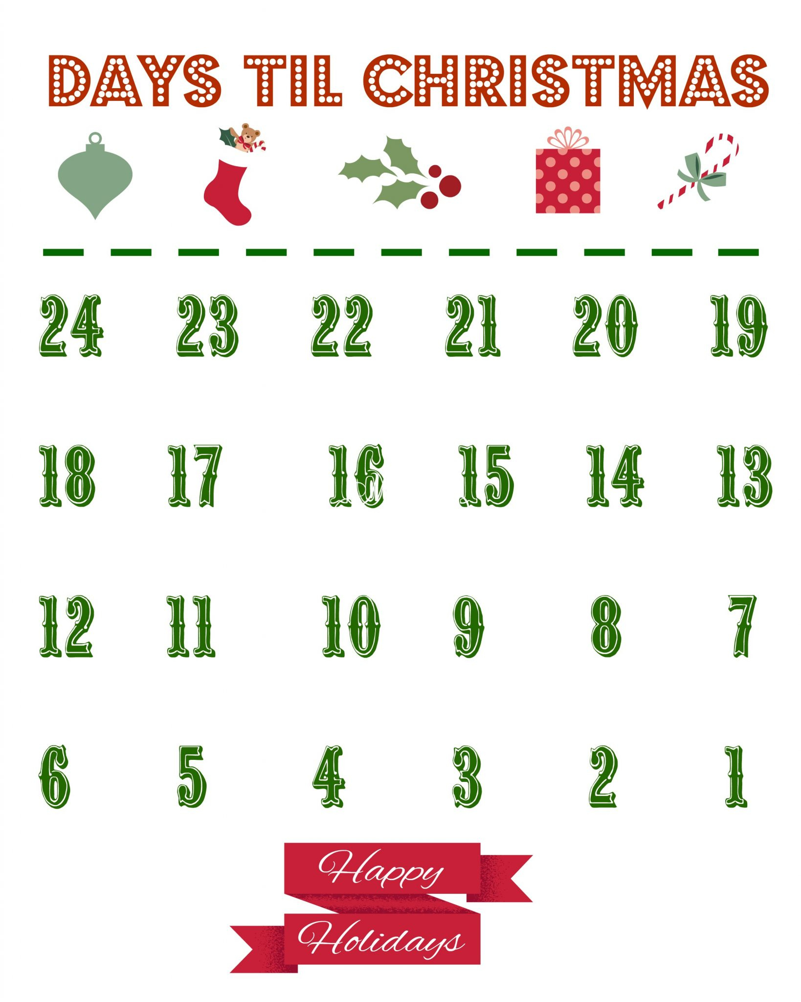 Printable Christmas Countdown Calendar - The Country Chic 14 Day Countdown Templates