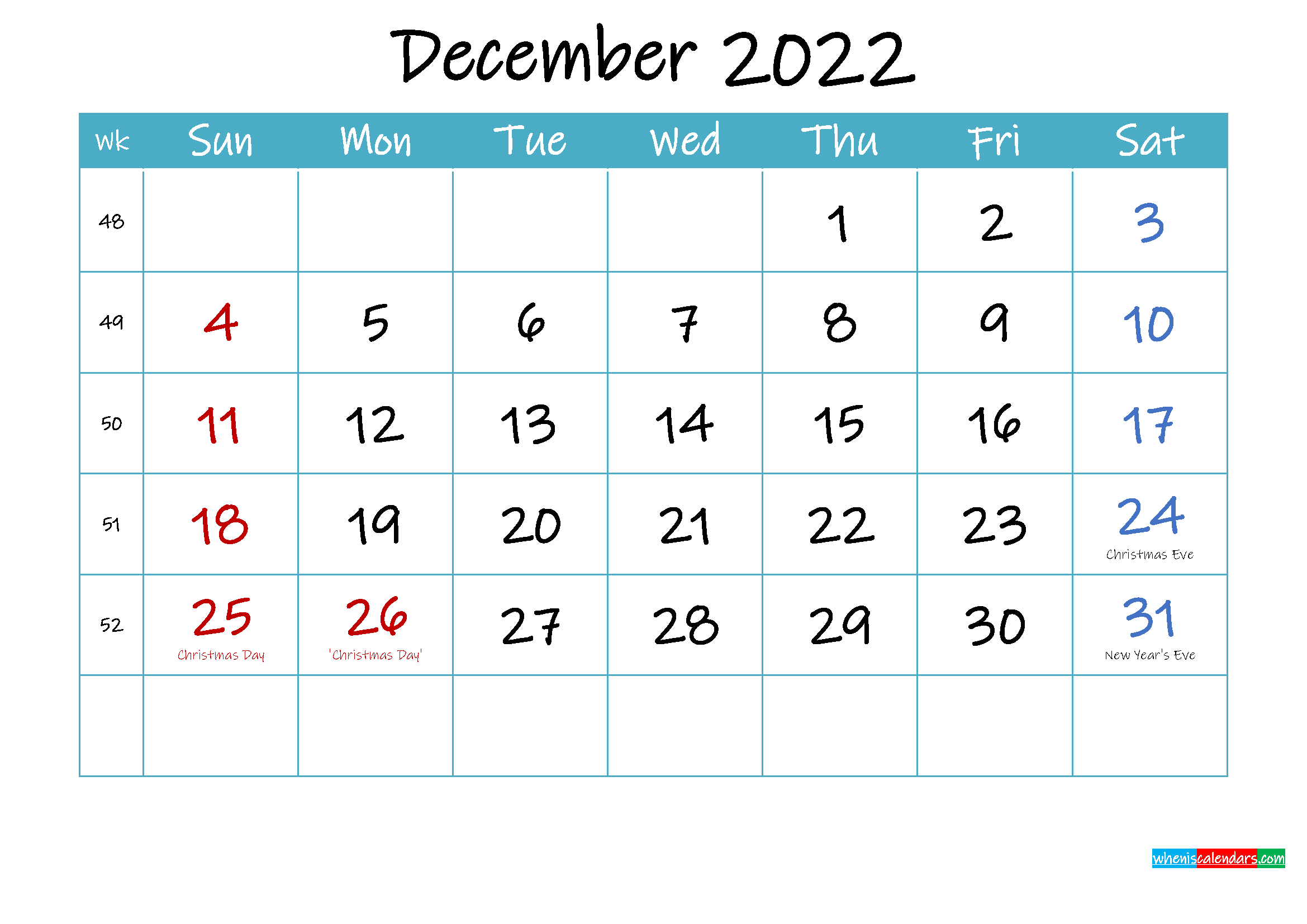 Printable December 2022 Calendar Pdf - Template Ink22M72 Calendar December 2022 Printable