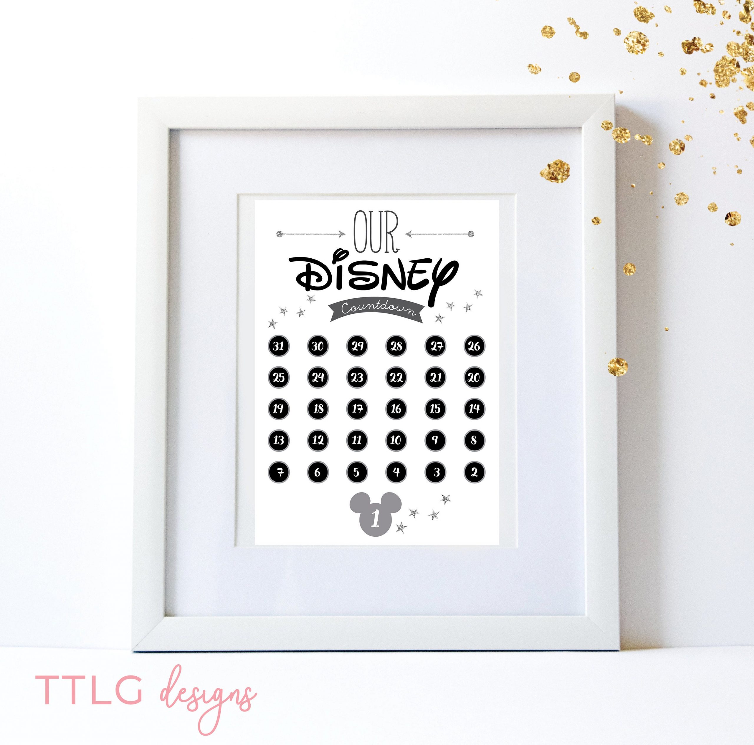 Printable Disney Countdown Calendar Sheet Mickey Mouse | Etsy Countdown To Disney Calendar Printable