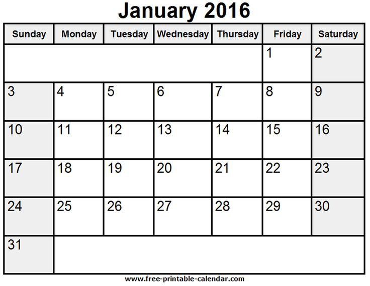 Printable January 2016 Calendar | Calendar Printables Free Printable Calendars Monthly Januaary To December