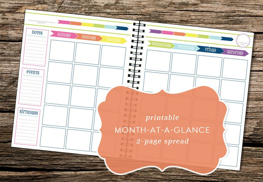 Printable Month-At-A-Glance 2-Page Calendar Spread By Month At A Glance