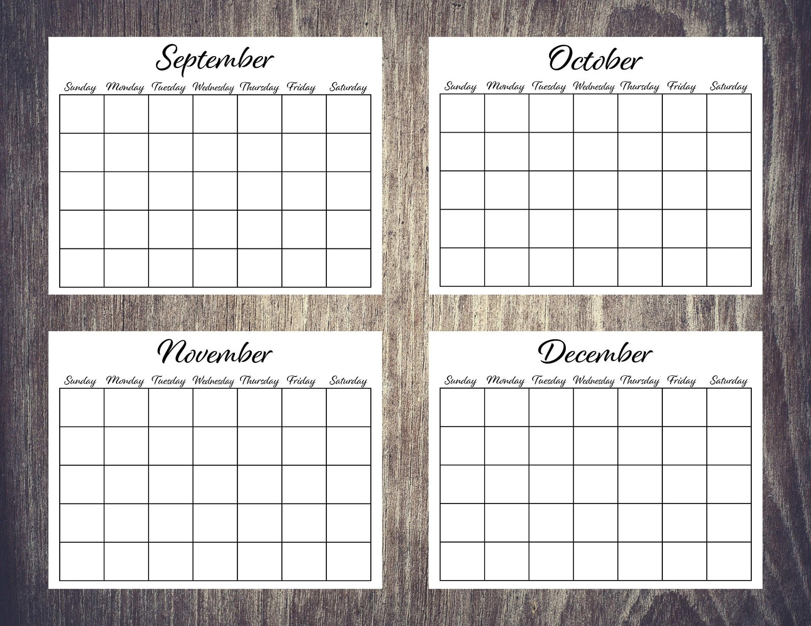 Printable Monthly Blank Calendar Pages 8.5 X 11 | Etsy Blank Monthly Calendar 8.5 X 11 Printable