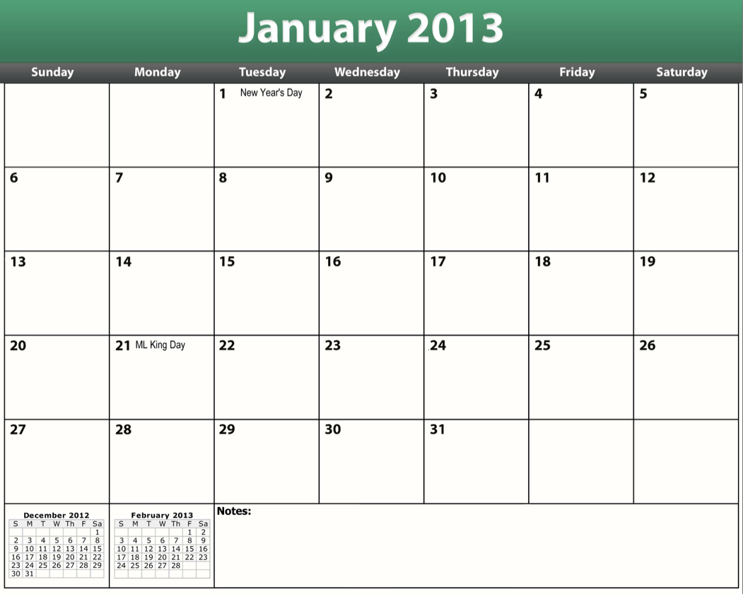 Printable Pdf 2013 Monthly Calendar (With Images 26 Blank Weekly Calendar Templates Pdf Excel Word ᐅ