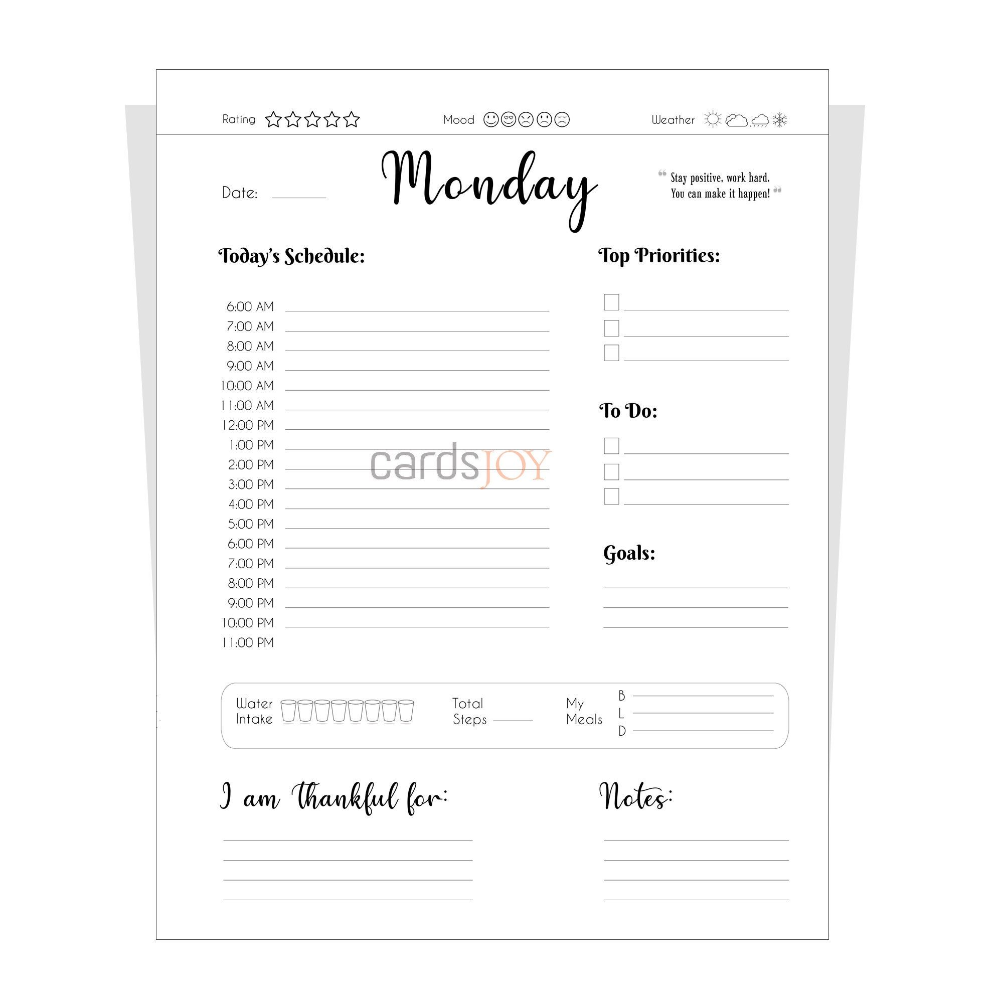 Printable Weekly Planner Seven Day Planner Work Planner Printable 7 Day Planner
