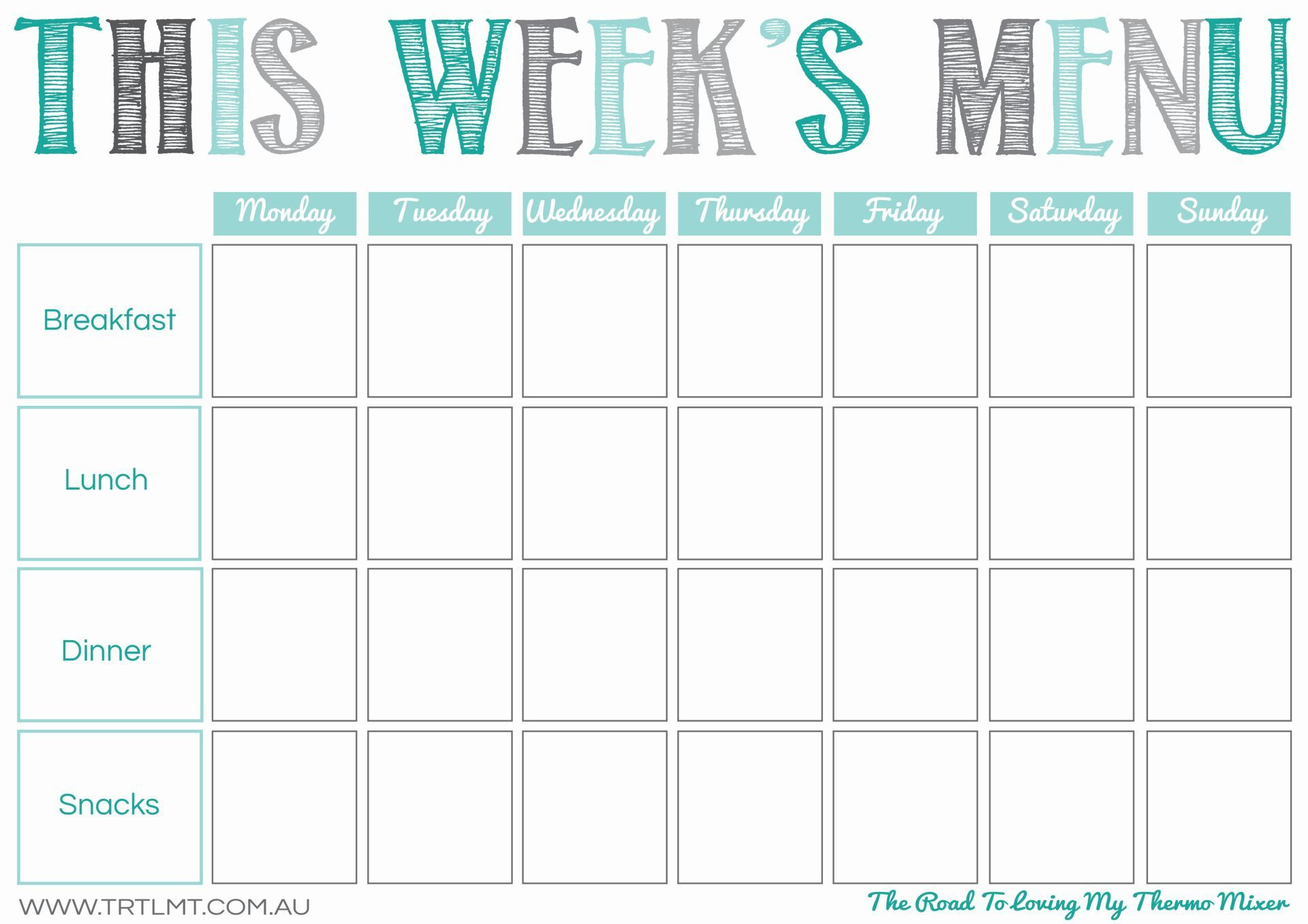 Printables - The Road To Loving My Thermo Mixer | Weekly Two Week Calendar Pdf
