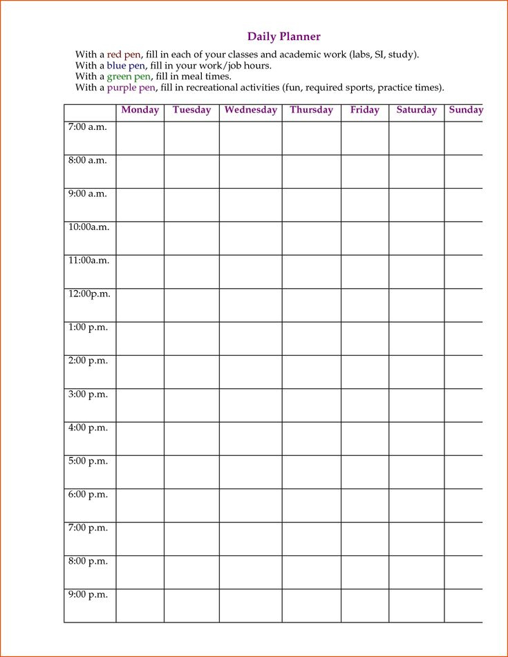 Remarkable 24 Hour 7 Day Template In 2020 | Day Planner Printable 7 Day Planner