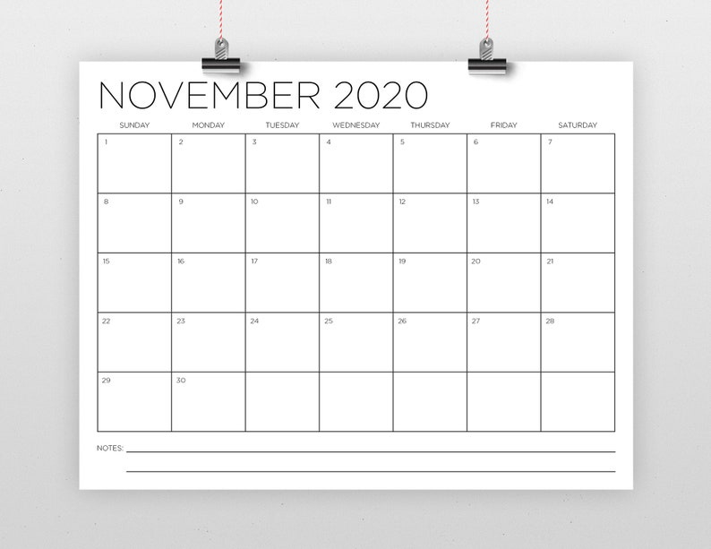 Sale 8.5 X 11 Inch 2020 Calendar Template Instant Download Free 11 X 17 Calendar Templates