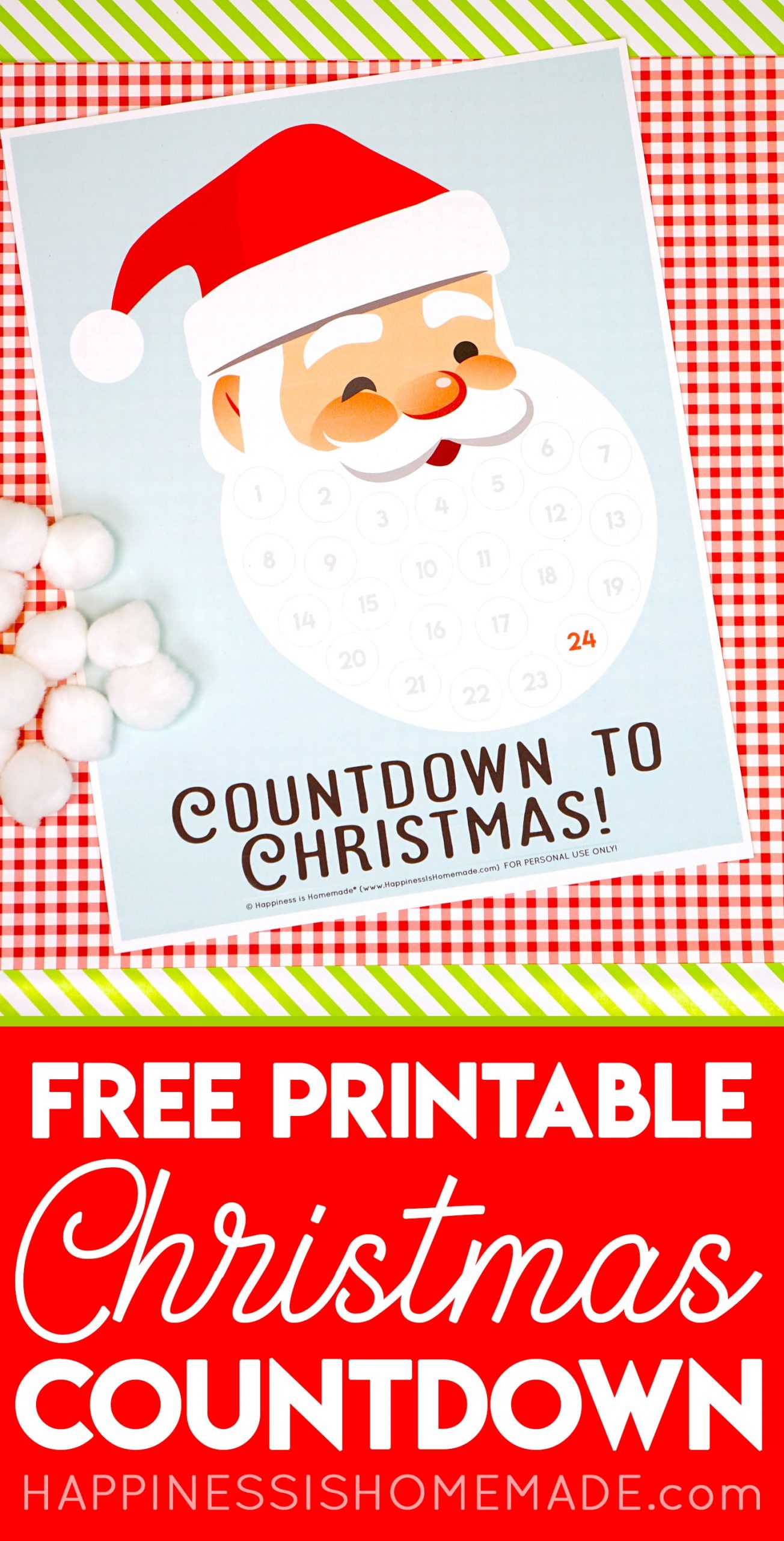 Santa Christmas Countdown Printable - Happiness Is Homemade 7 Days To Christmas Countdown Calendar