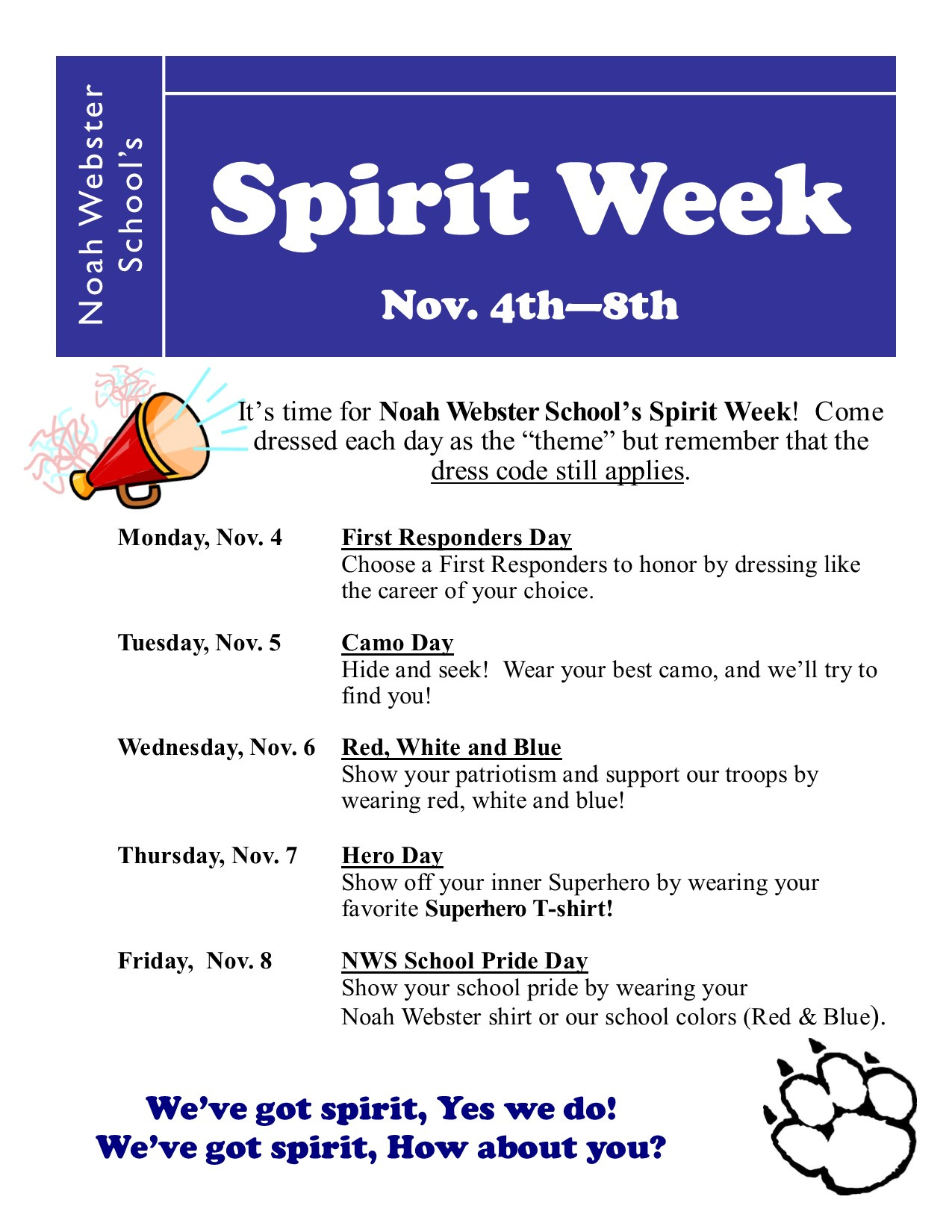 Show Us Your Wildcat Pride: November Spirit Week How Many Weeks Are In November