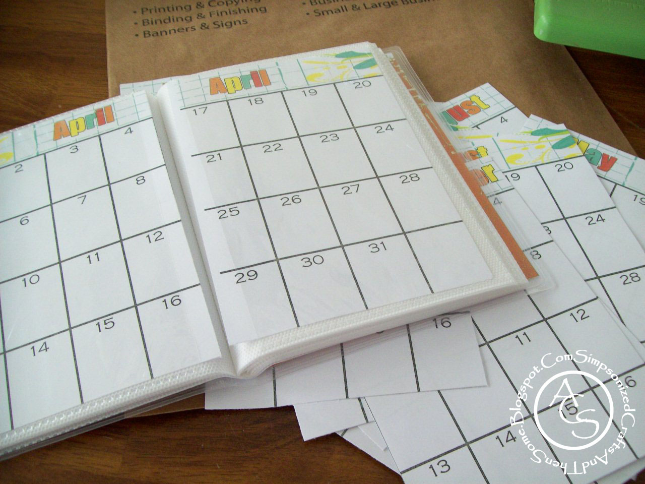 Simpsonized Crafts: Free Printable Birthday Calendar Using Free Printable 4 X 6 Monthly Calendar