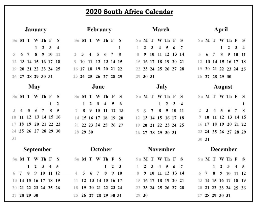 South Africa School Holidays 2020 Calendar Template (Sa) December Calendar South Africa