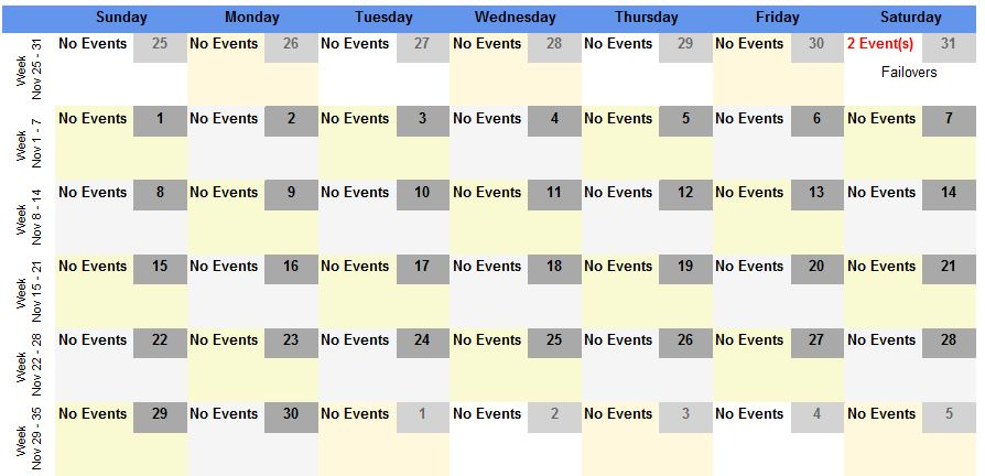 Sql - 6 Week 7 Day Ranges For Each Month For Ssrs Calendar 6 Month Calendar View