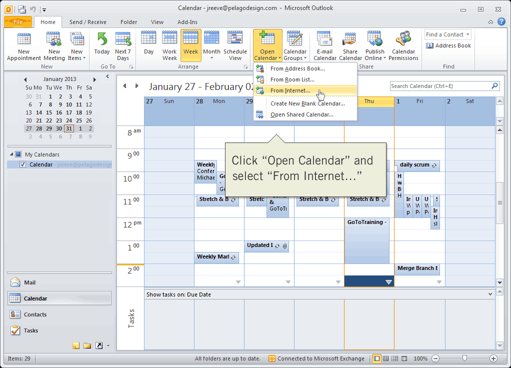 Subscribe To Home Page Calendar | Intervals Help Documentation Outlook Switch To Calendar Button Missing