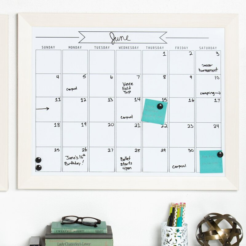 Three Posts Teen Framed Monthly Write On Calendar Magnetic 3 Month Calendar Dry Erase Board