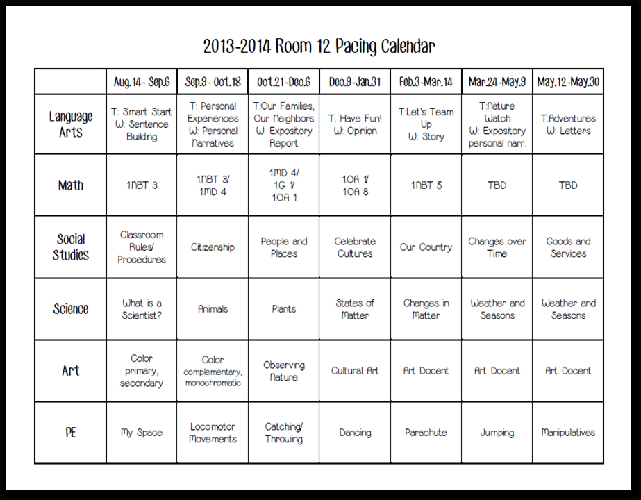 Today In First Grade: August 2013 Unit 4 School Schedule