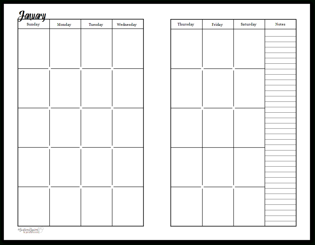 Undated Black And White Calendars Featuring Two Pages Per Two Week Printable Calendar Pdf