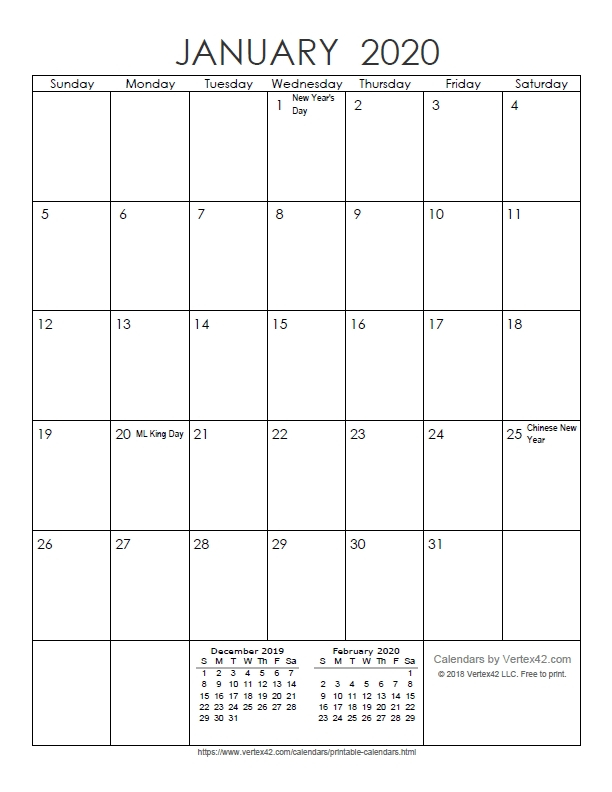 Vertex42 3 Month Photo | Calendar Template 2020 Calendar Templates By Vertex42
