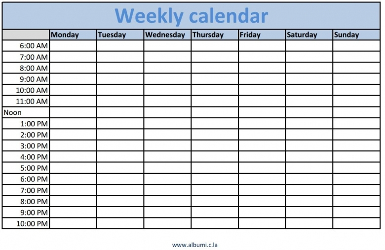 Weekly Calendar Template With Times - Printable Year Calendar Time And Date Printable Calendar
