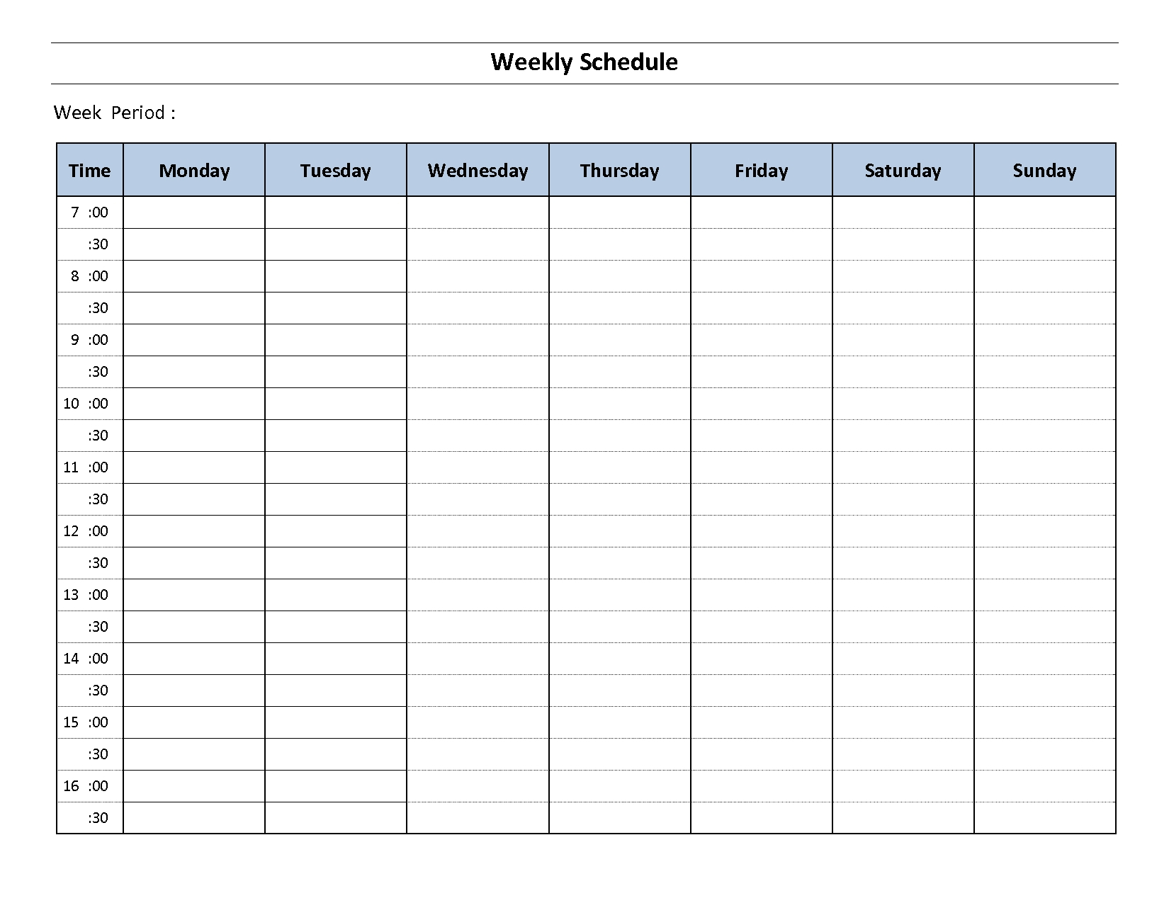 Weekly Calendar With Time Slots Template | Calendar Time And Date Printable Calendar