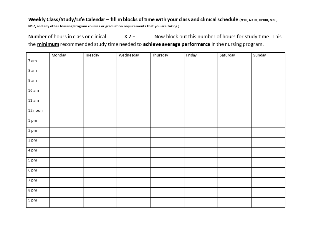 Weekly Hourly Schedule Template | Templates At Aa 7Day Wkly Calendar