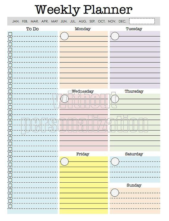 Weekly Planner Page Printable Weekly Organizer Week At A Week To View Printable