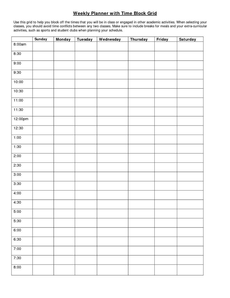 Weekly Planner With Time Slots Printable :-Free Calendar Time And Date Calendars Printable