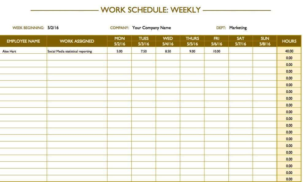 Work Schedule Templates | 12+ Free Word, Excel &amp; Pdf Employee Monthly Schedule Template Free