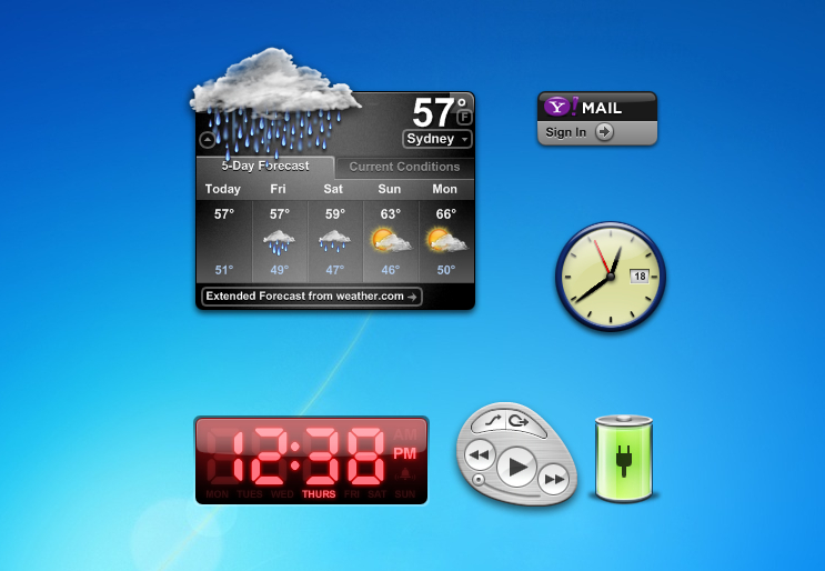 Yahoo! Widget Engine 4.5.2 - Windows 7 Desktop Gadget Widget Windows 10 Countdown Desktop