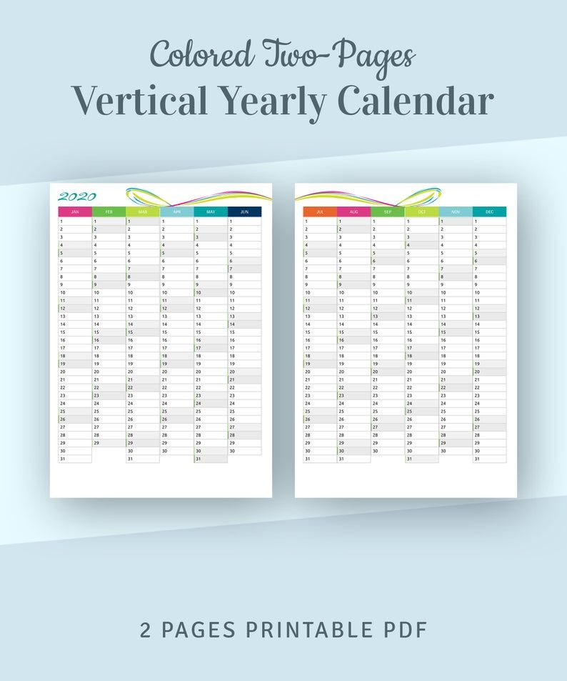 Yearly Planner Insert, Vertical Planner, Weekly Calendar Two Week Calendar Pdf